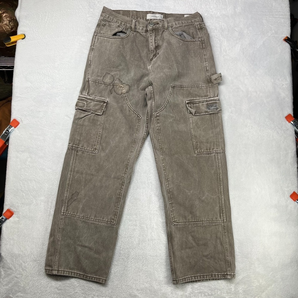 PacSun‎ Baggy Jeans Men's Brown Denim Double Knee Workwear Carpenter - 32X29.5